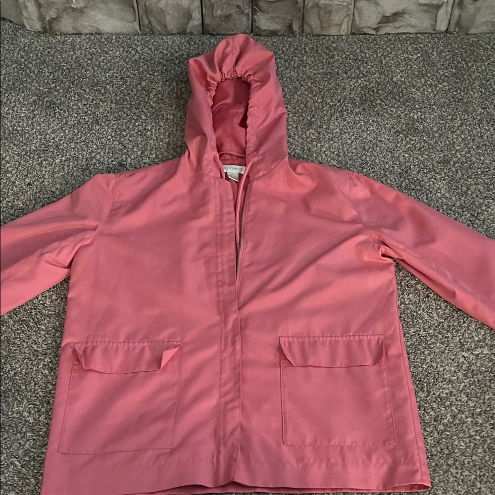 Petite Sophisticate Pink Hooded Raincoat
